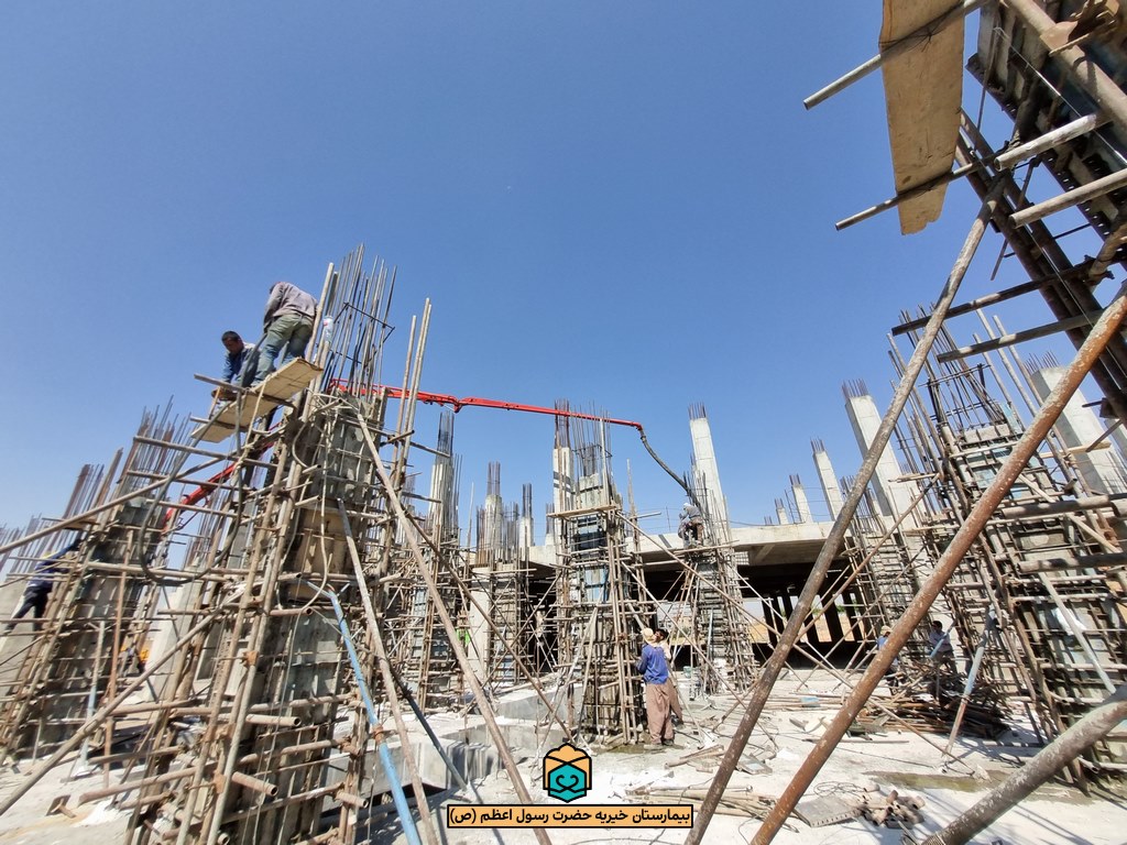 پیشرفت پروژه بیمارستان رسول اعظم شیراز - تیر1402