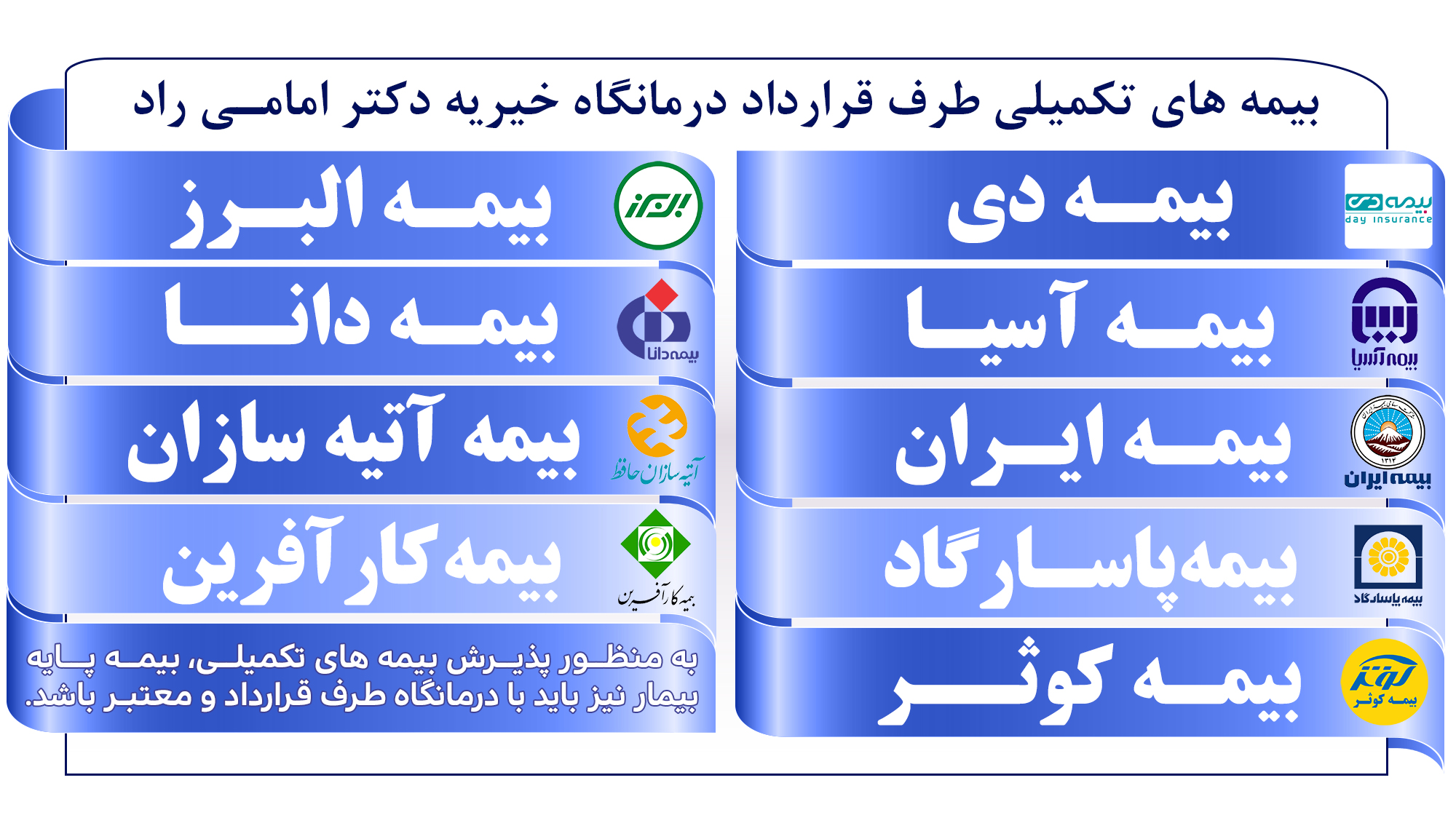 انعقاد قرارداد با بیمه های تکمیلی